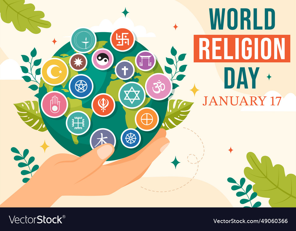 World Religion Day On 17 January With Symbol Vector Image