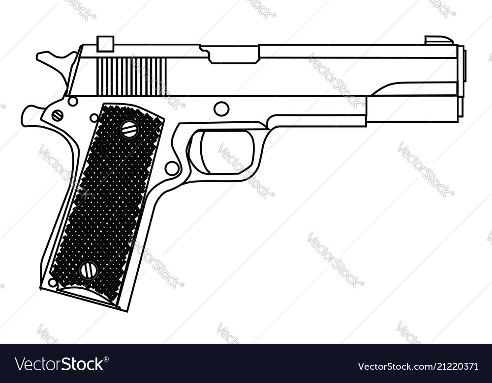 45 automatic hand gun Royalty Free Vector Image