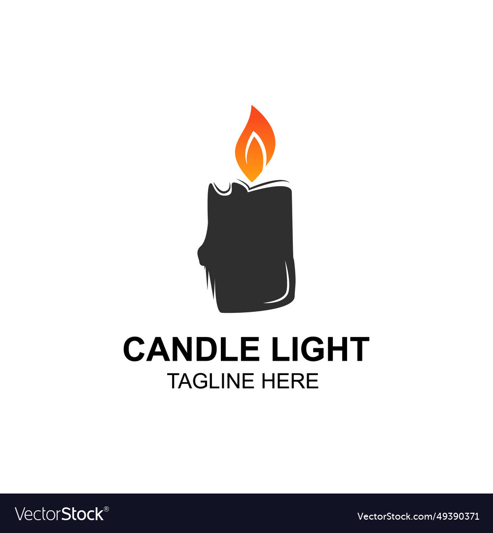 Candle light logo design template fire log Vector Image