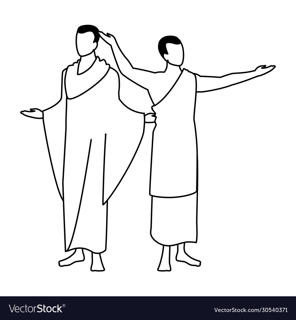 Men pilgrim hajj on white background Royalty Free Vector