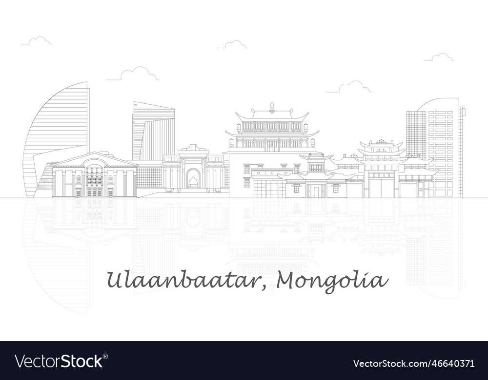 Outline skyline panorama of city ulaanbaatar Vector Image