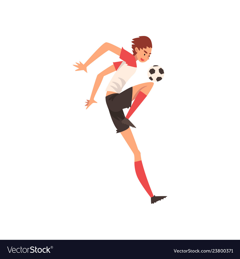 Professional soccer player kicking ball football Vector Image