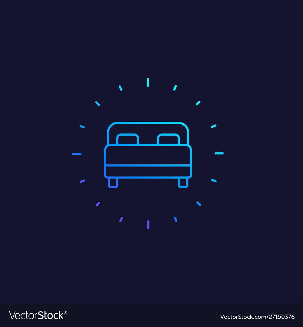 Bedroom bed line icon Royalty Free Vector Image