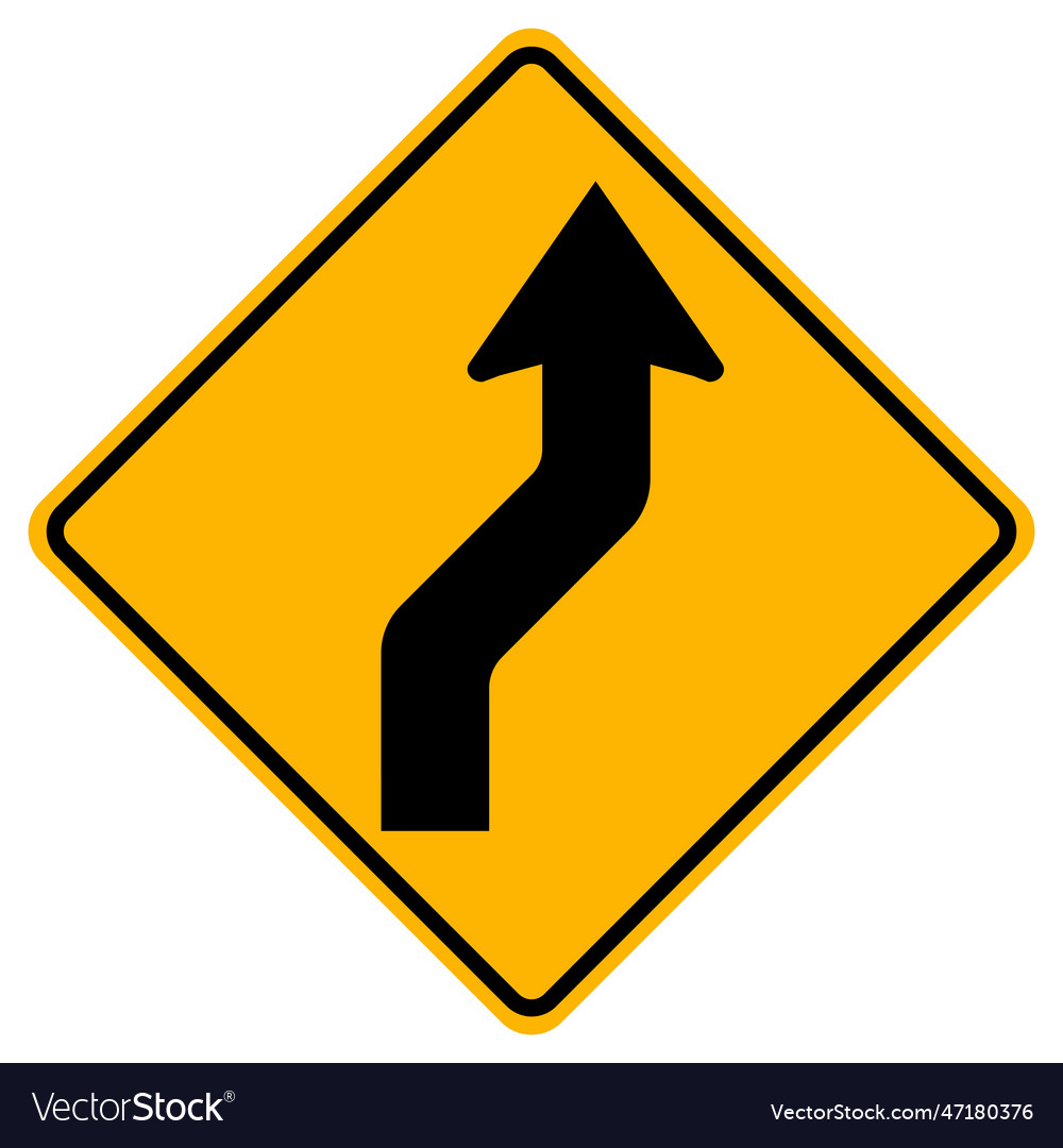 Curved Right Traffic Road Symbol Sign Isolate Vector Image