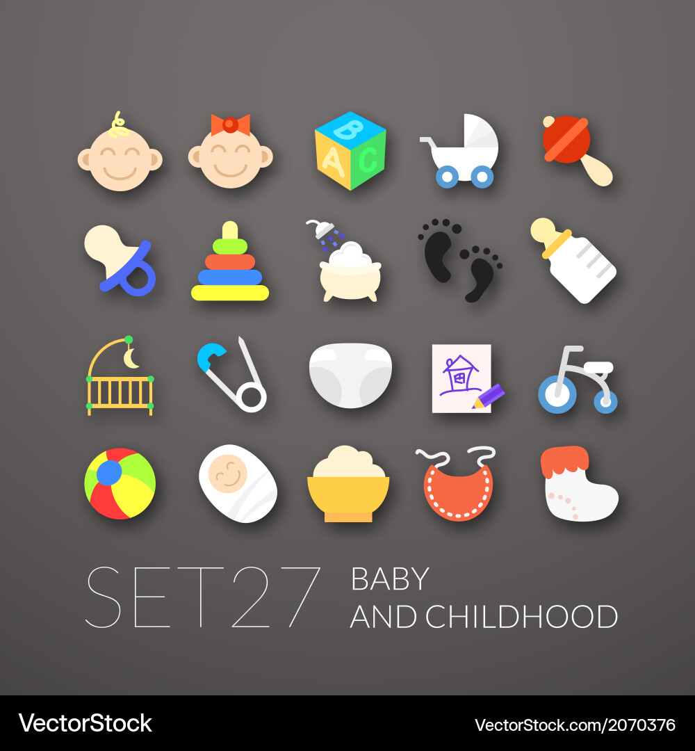 Flat icons set 27 Royalty Free Vector Image - VectorStock