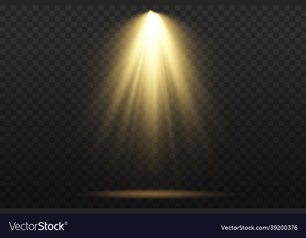 Spotlight projector light effect with yellow rays Vector Image