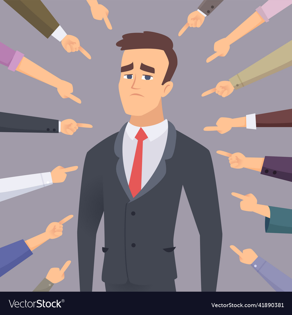 Ashamed problem man pointing to businessman Vector Image