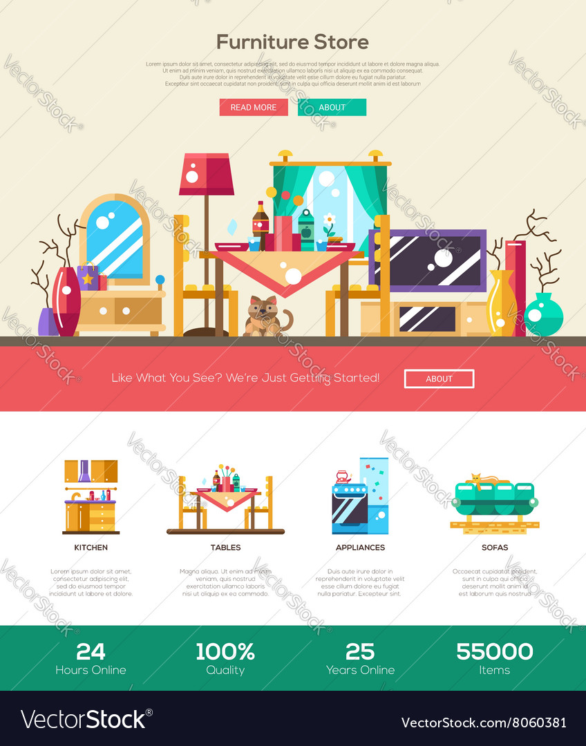 House Interior Store Website Header Banner With Vector Image