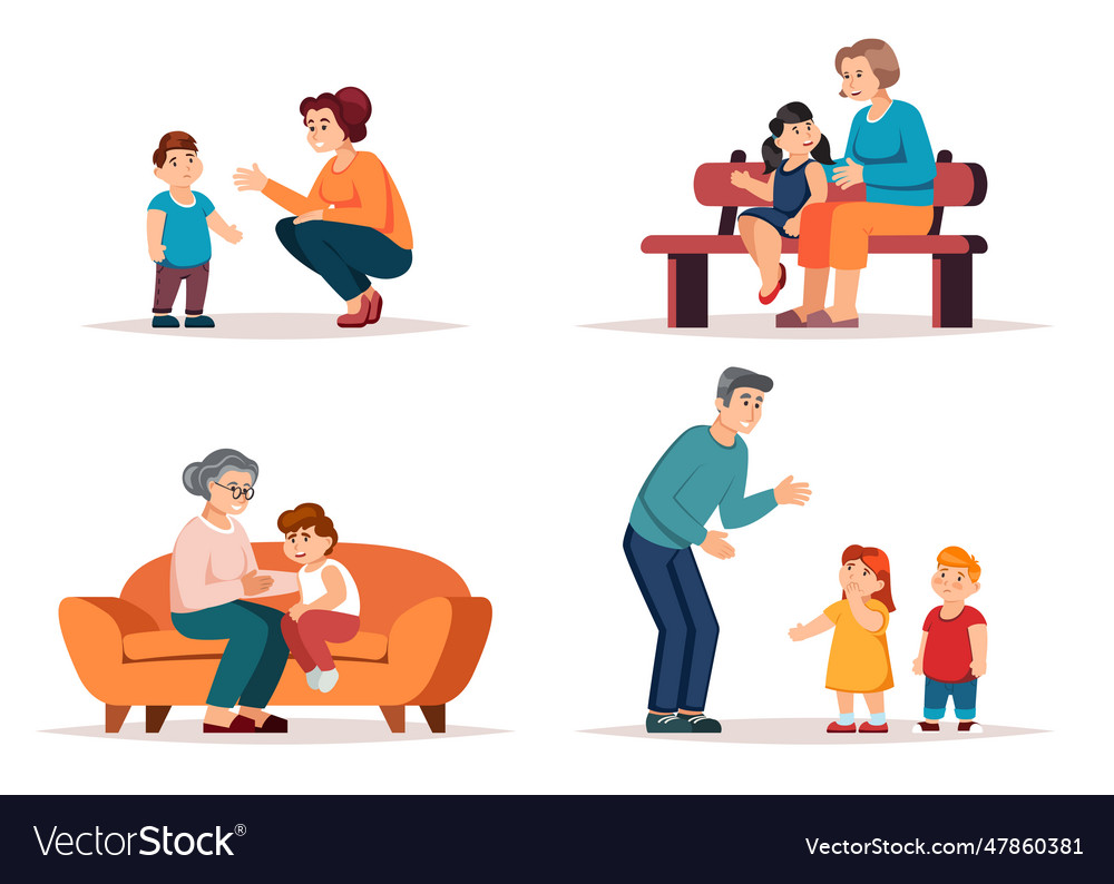 Parents talking relationship kids education Vector Image