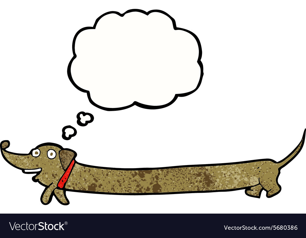 Cartoon dachshund with thought bubble Royalty Free Vector