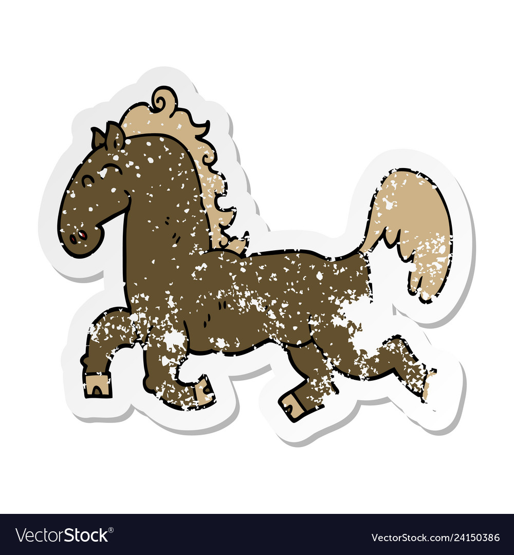 Distressed sticker of a cartoon stallion Vector Image