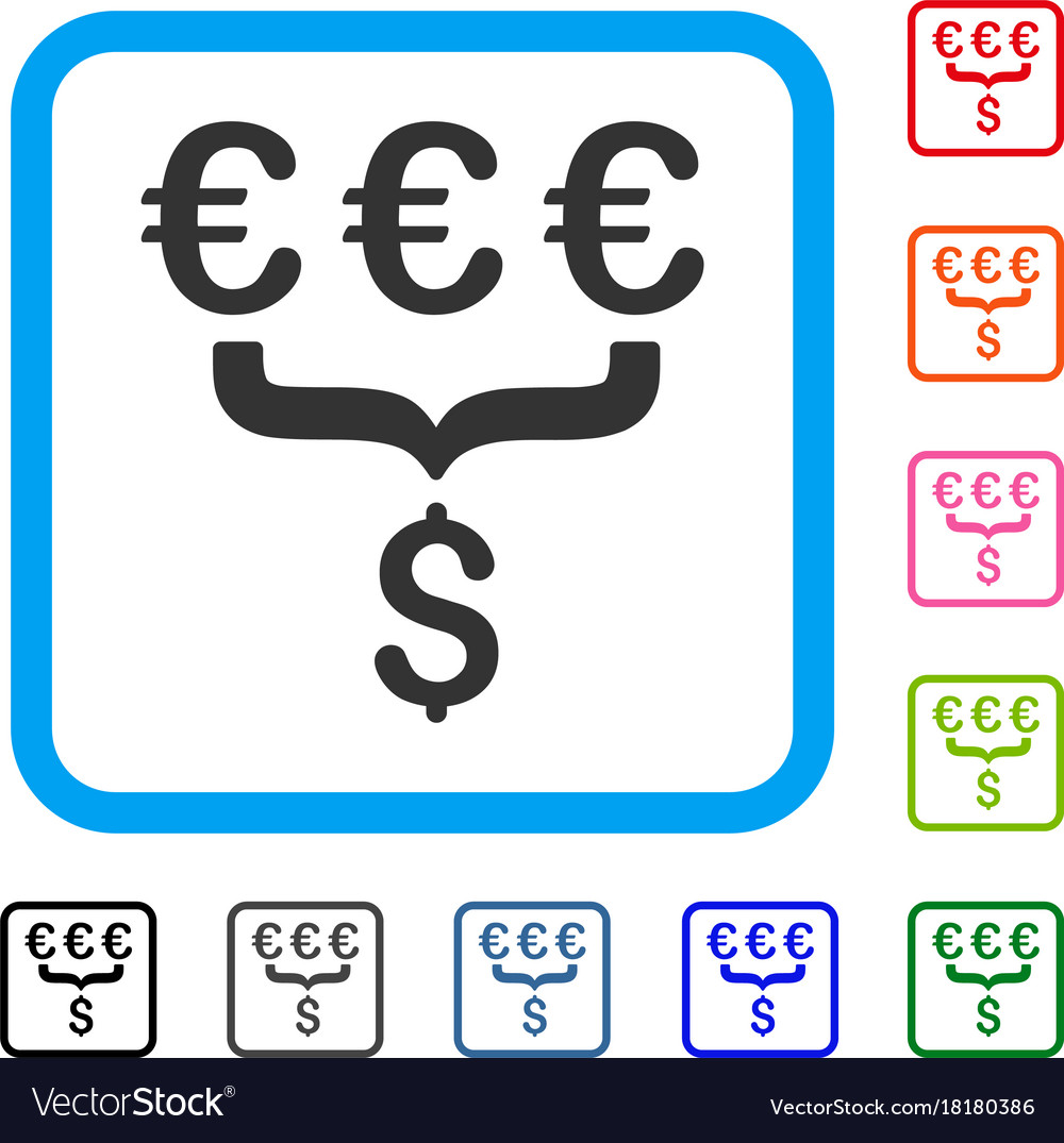 Euro Dollar Conversion Aggregator Framed Icon Vector Image