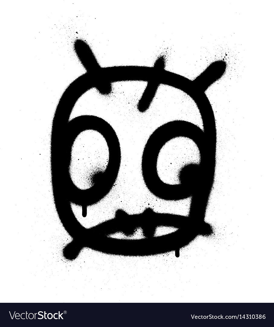 Graffiti worried emoji sprayed in black on white Vector Image