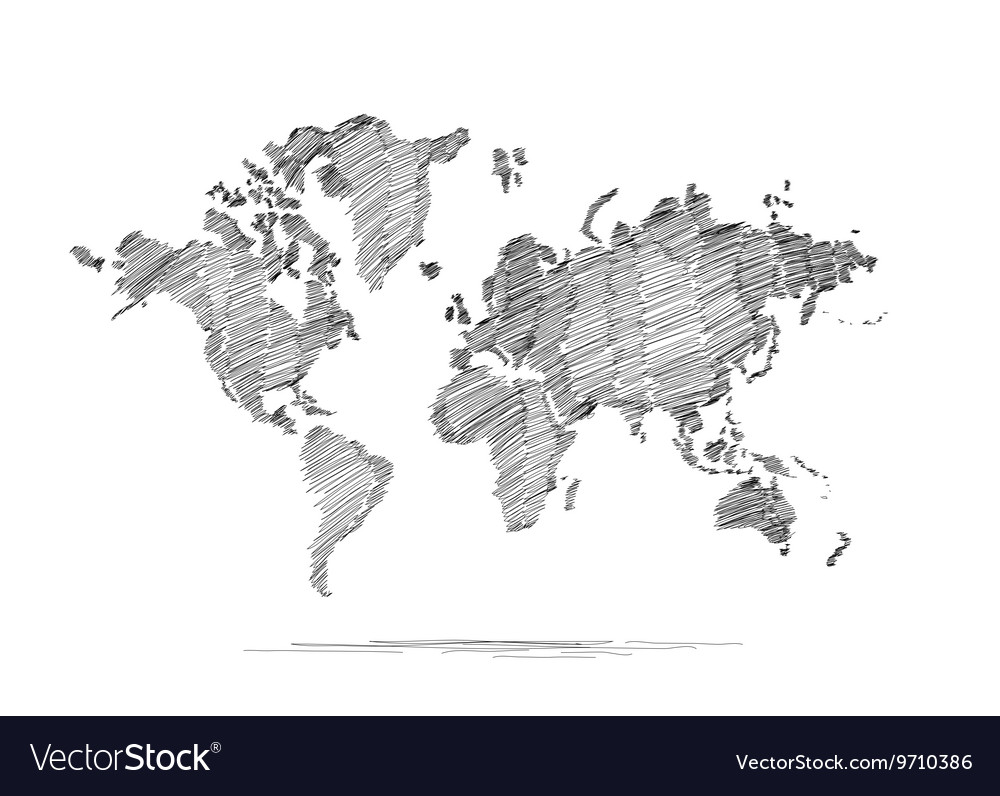 hand drawn map of the world Hand Drawn Map Of The World Royalty Free Vector Image hand drawn map of the world