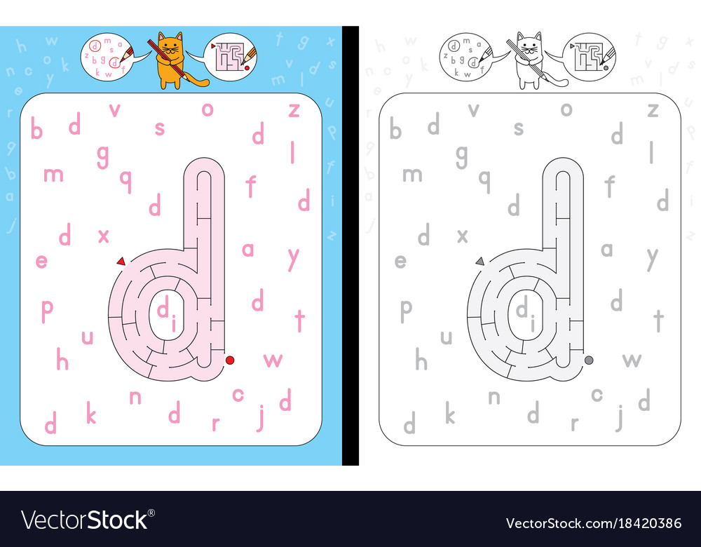 maze letter d royalty free vector image vectorstock