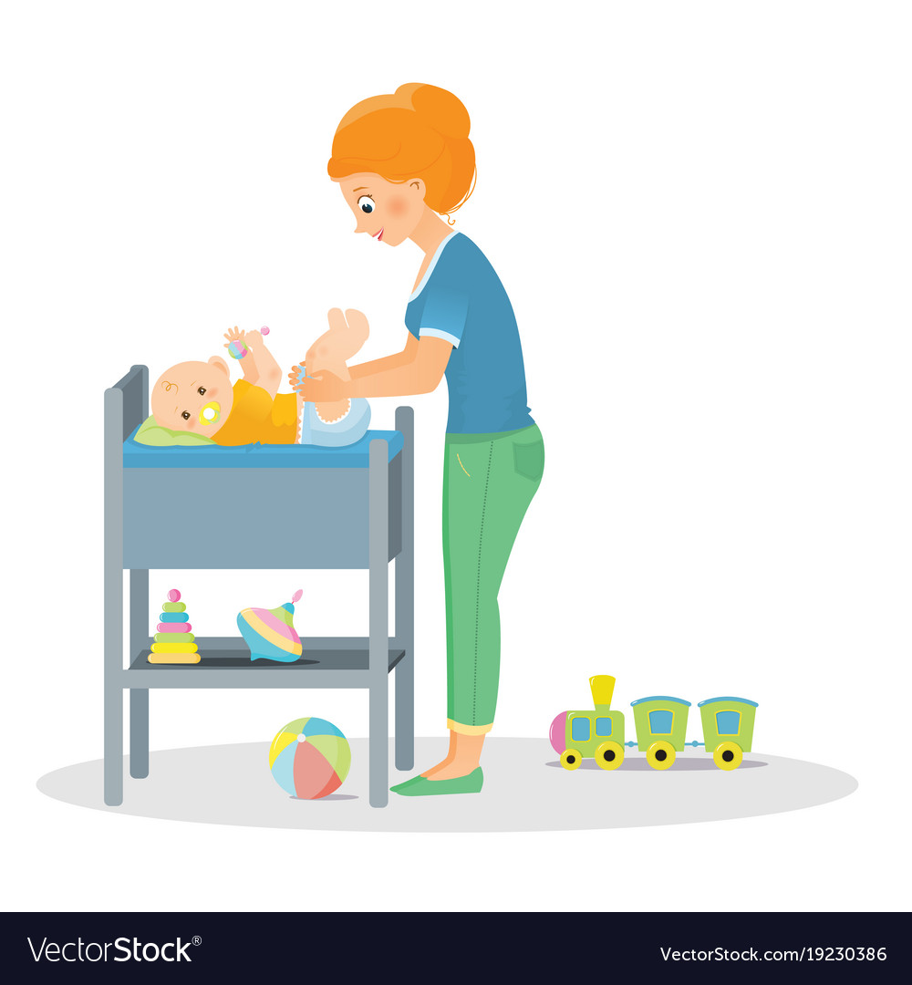 mom-changes-a-diaper-to-a-newborn-royalty-free-vector-image