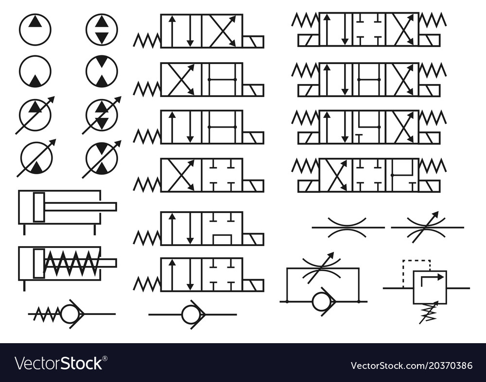 Set Of Hydraulic Symbols Royalty Free Vector Image 4058