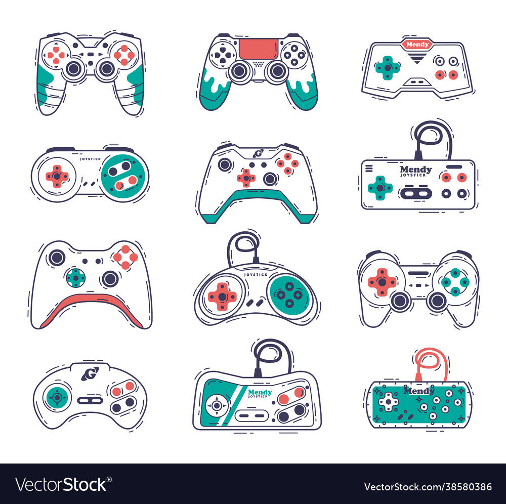 Video game controllers set gamepad consoles Vector Image