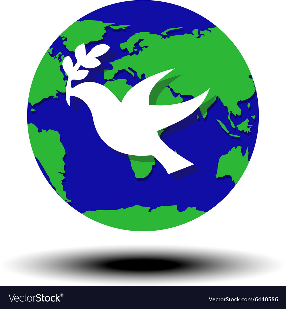 World peace symbol globe dove olive