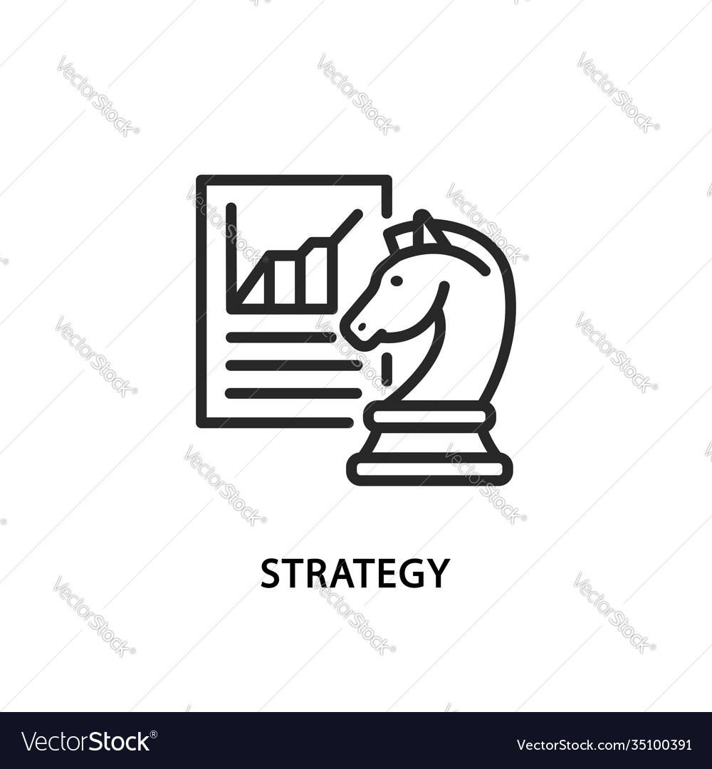 Business strategy flat line icon Royalty Free Vector Image