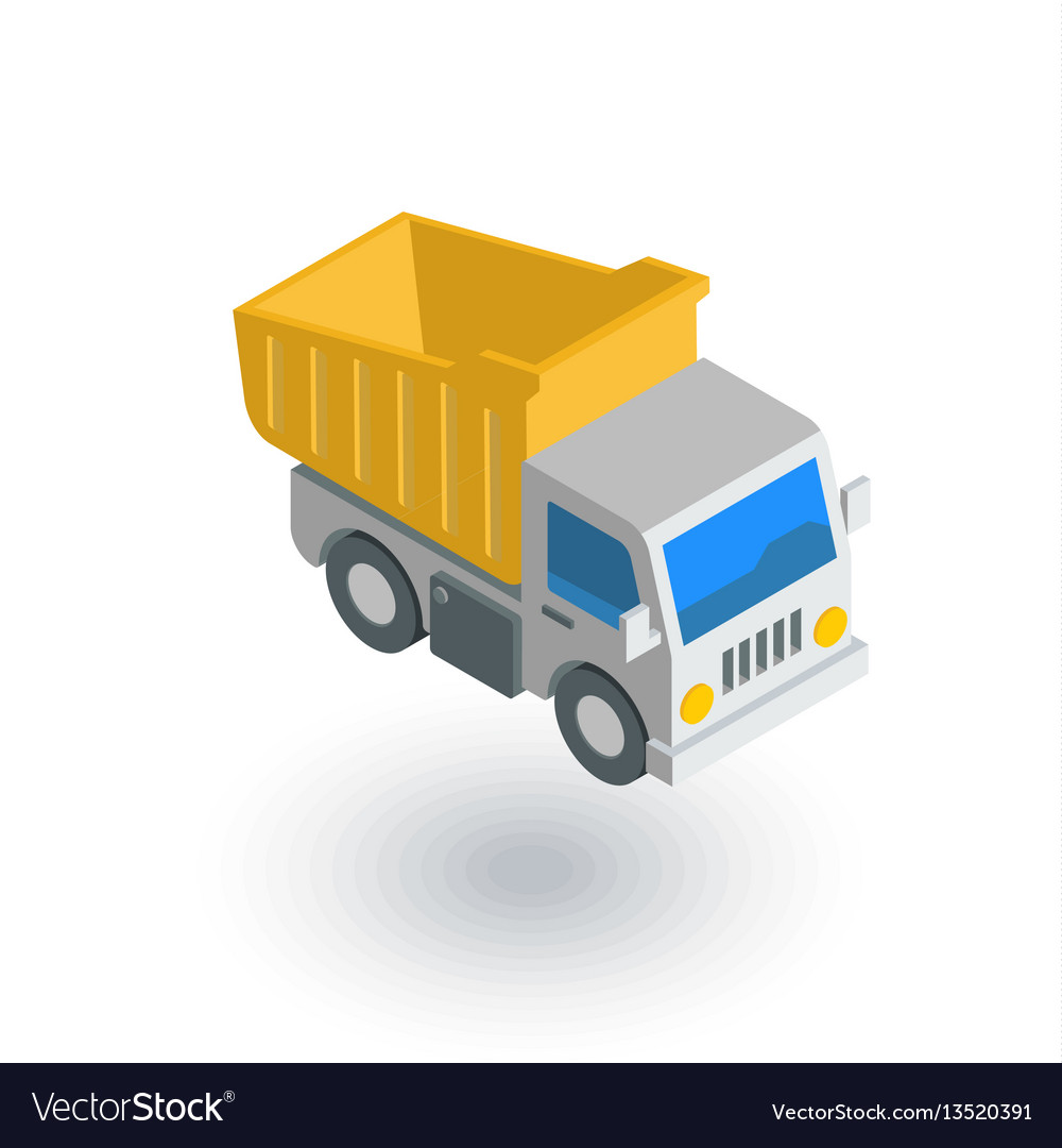 Dump truck isometric flat icon 3d Royalty Free Vector Image