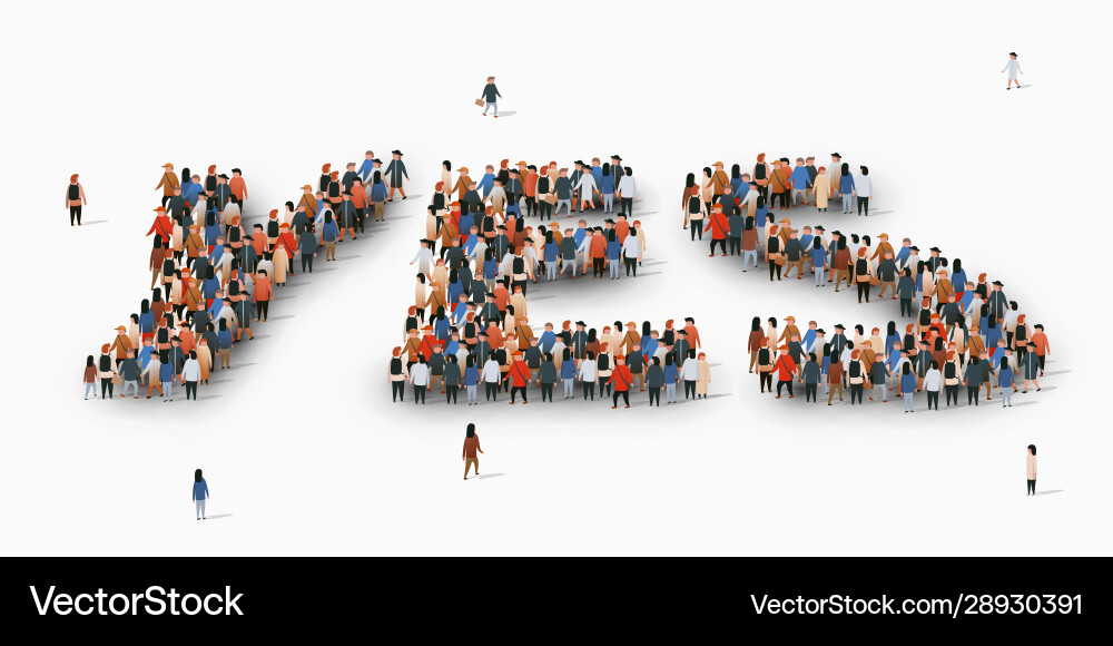 Large group people in form word yes Royalty Free Vector
