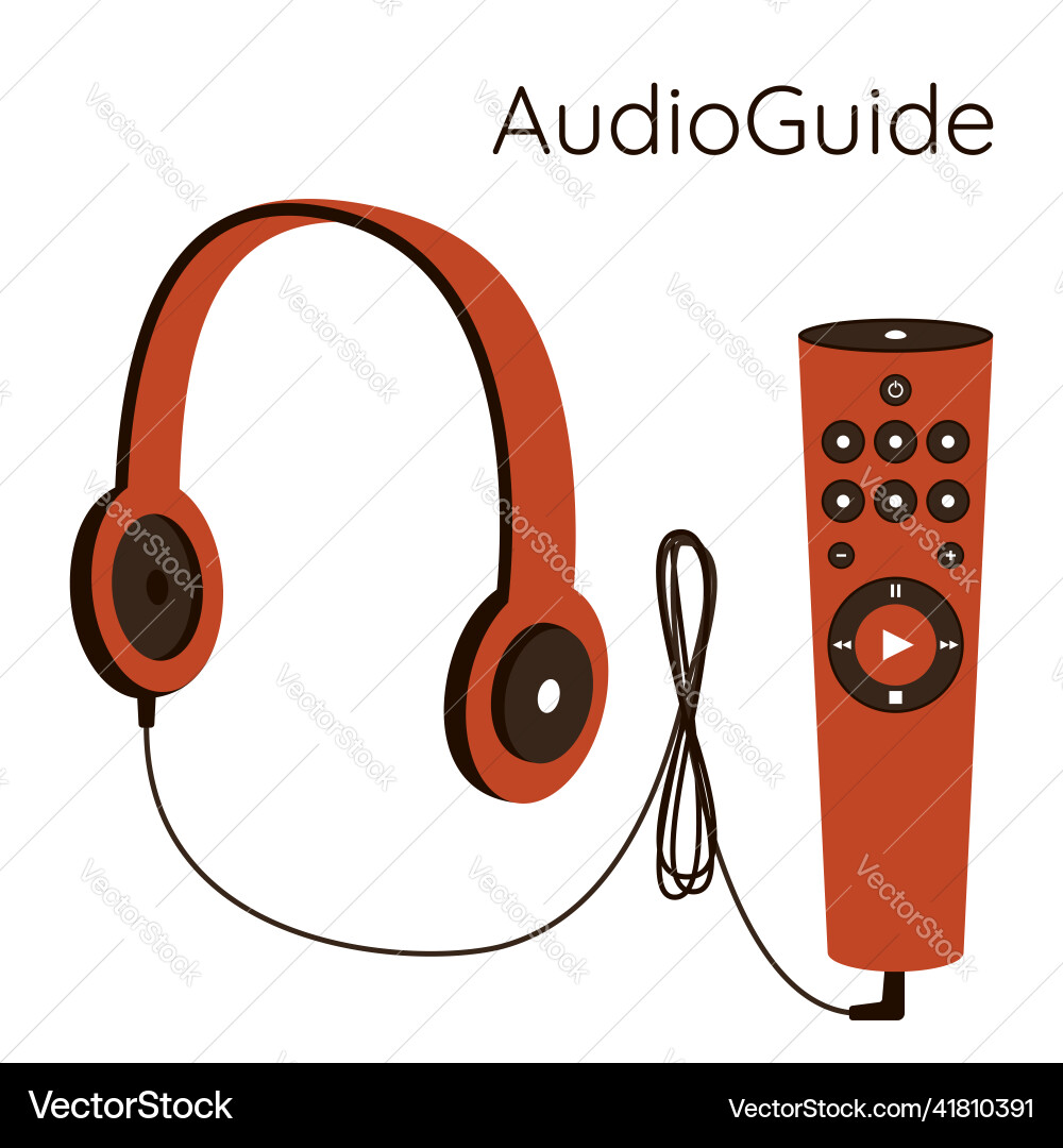 Museum audio guide headphones with a wire Vector Image