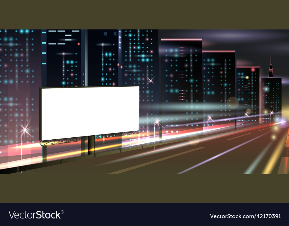 Night motorway banner composition Royalty Free Vector Image