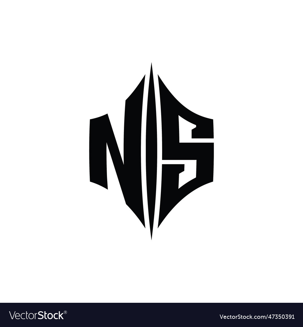 Ns logo monogram hexagon diamond shape Royalty Free Vector
