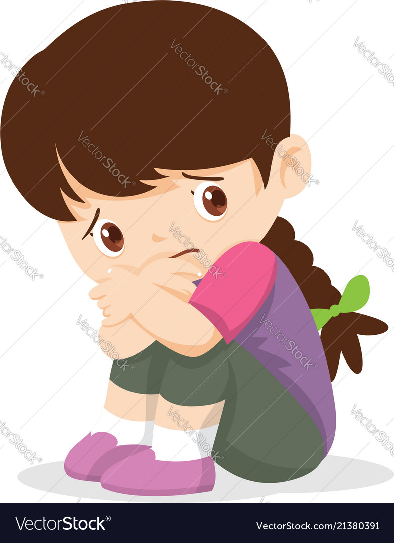 Sad girl sitting alone Royalty Free Vector Image