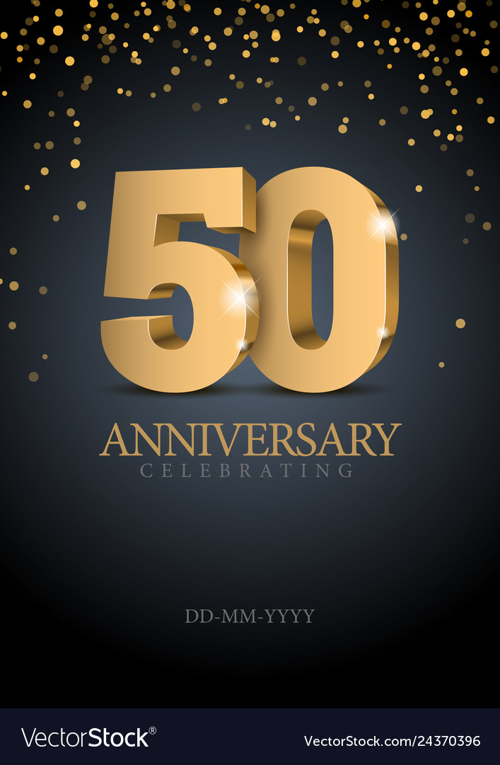 Anniversary 50 gold 3d numbers vector image Anniversary 50 gold 3d numbers