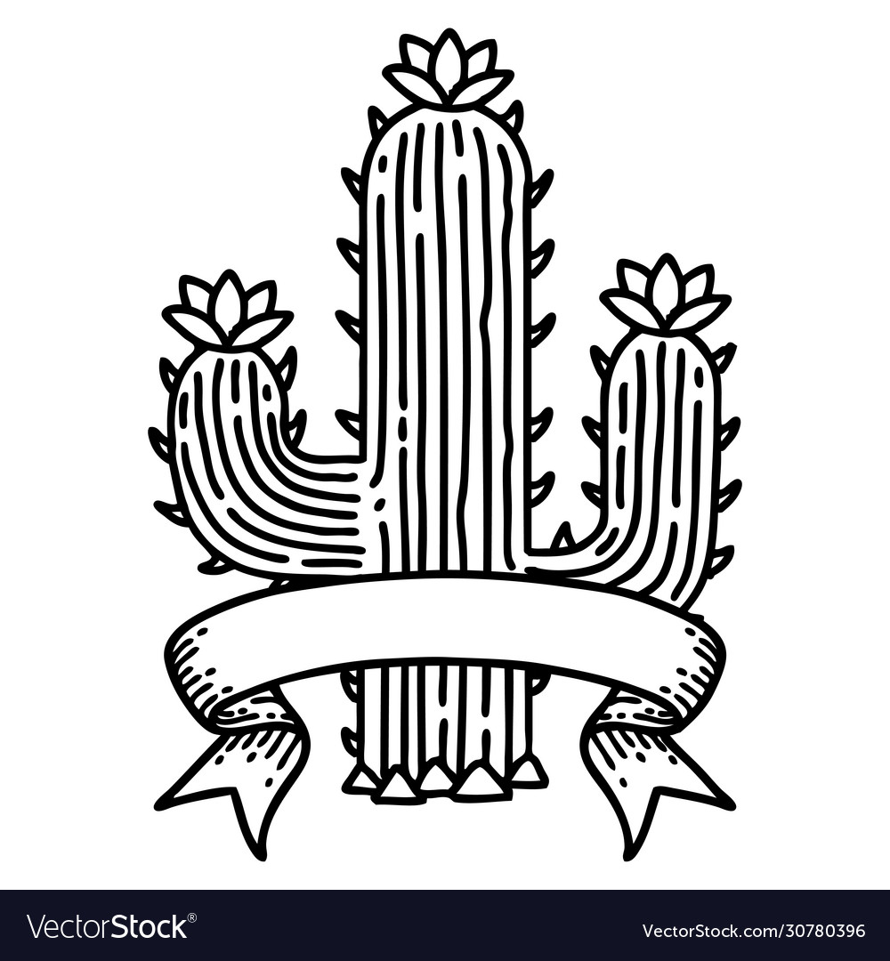 tattoo in black line style of a cactus 12090089 Vector Art at Vecteezy