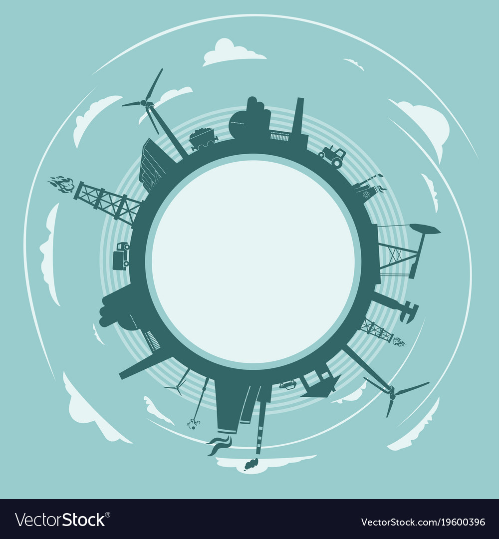 Circle with industry relative silhouettes Vector Image