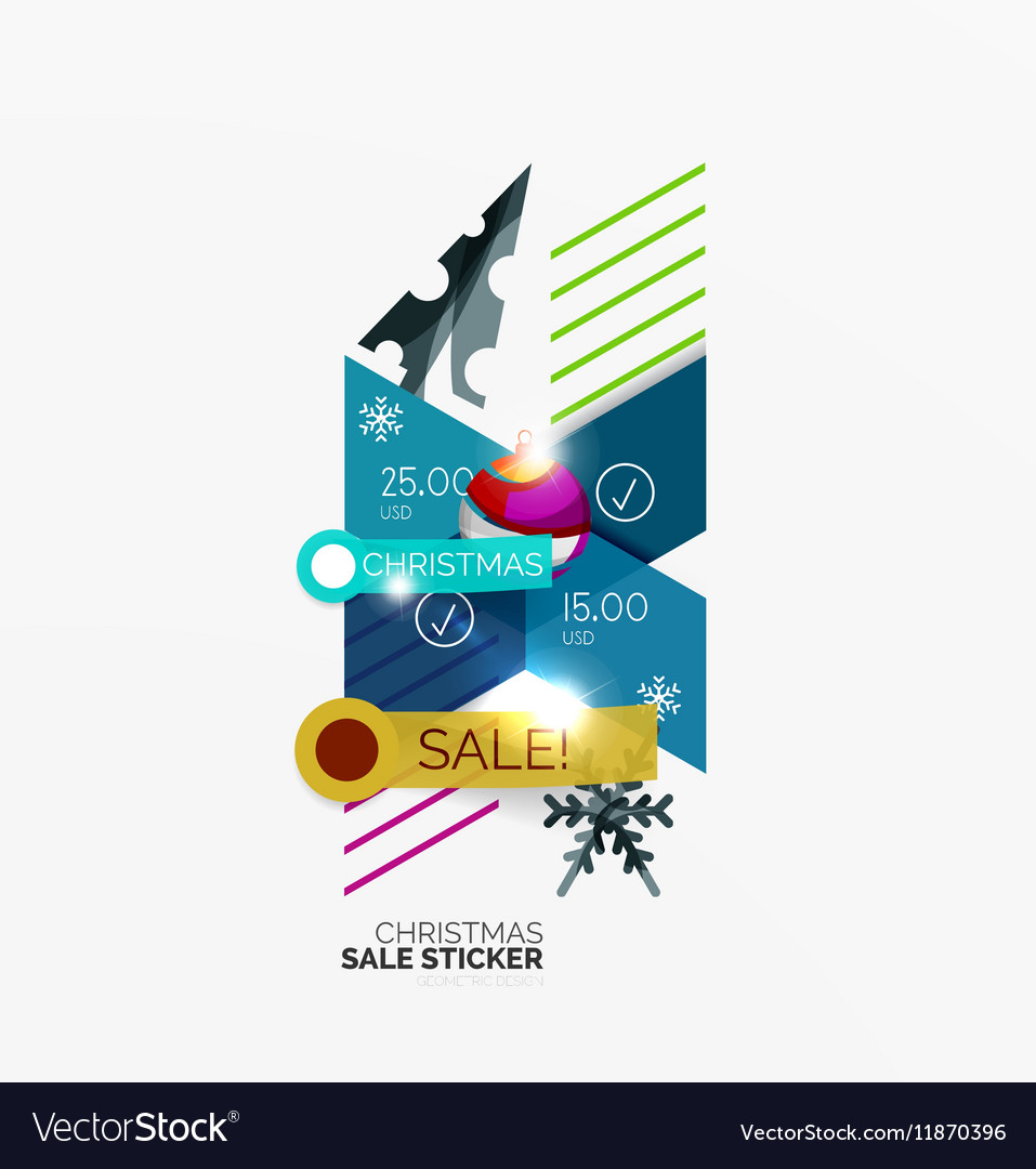 Geometric christmas sale stickers Royalty Free Vector Image