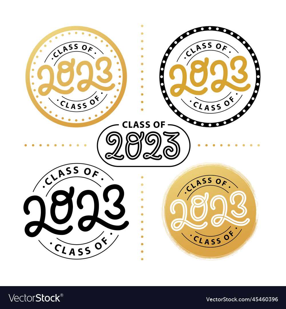 Graduate 2023 set class of 2023 lettering logo Vector Image