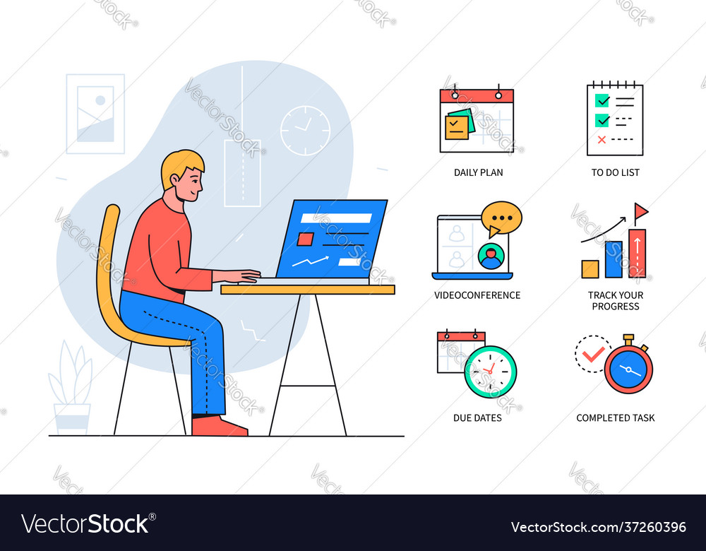Task management - colorful flat design style Vector Image