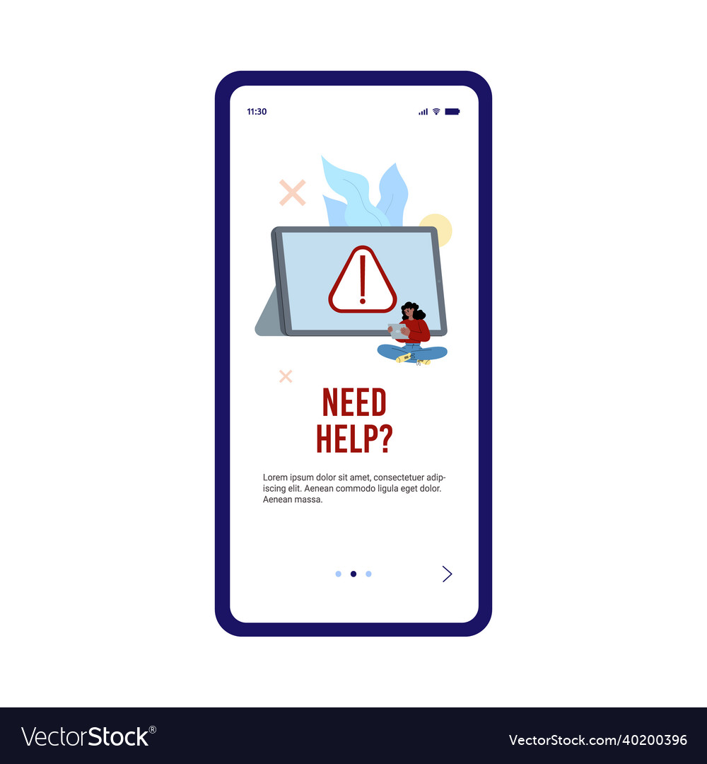 Users support help page for mobile app system Vector Image