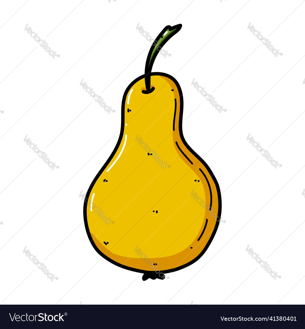 Pear doodle sweet fruit with a leaf Royalty Free Vector