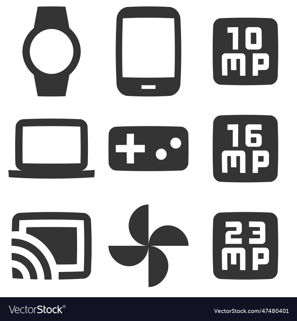 Set of 9 icons hardware modern thin line icons Vector Image