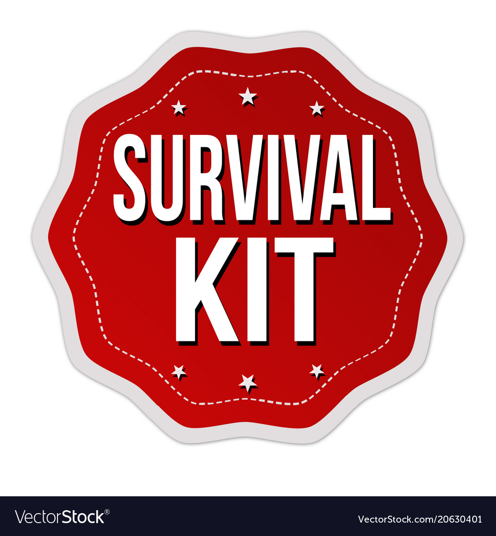 Survival kit  label or sticker  Royalty Free Vector Image