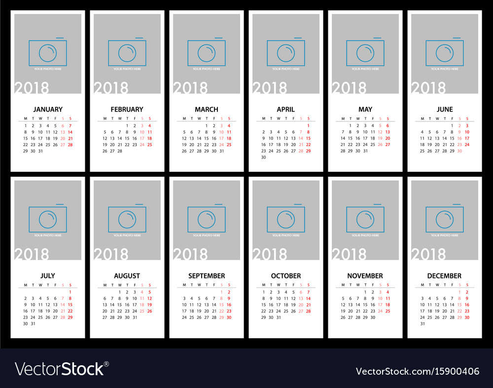 Calendar for 2018 template design Royalty Free Vector Image