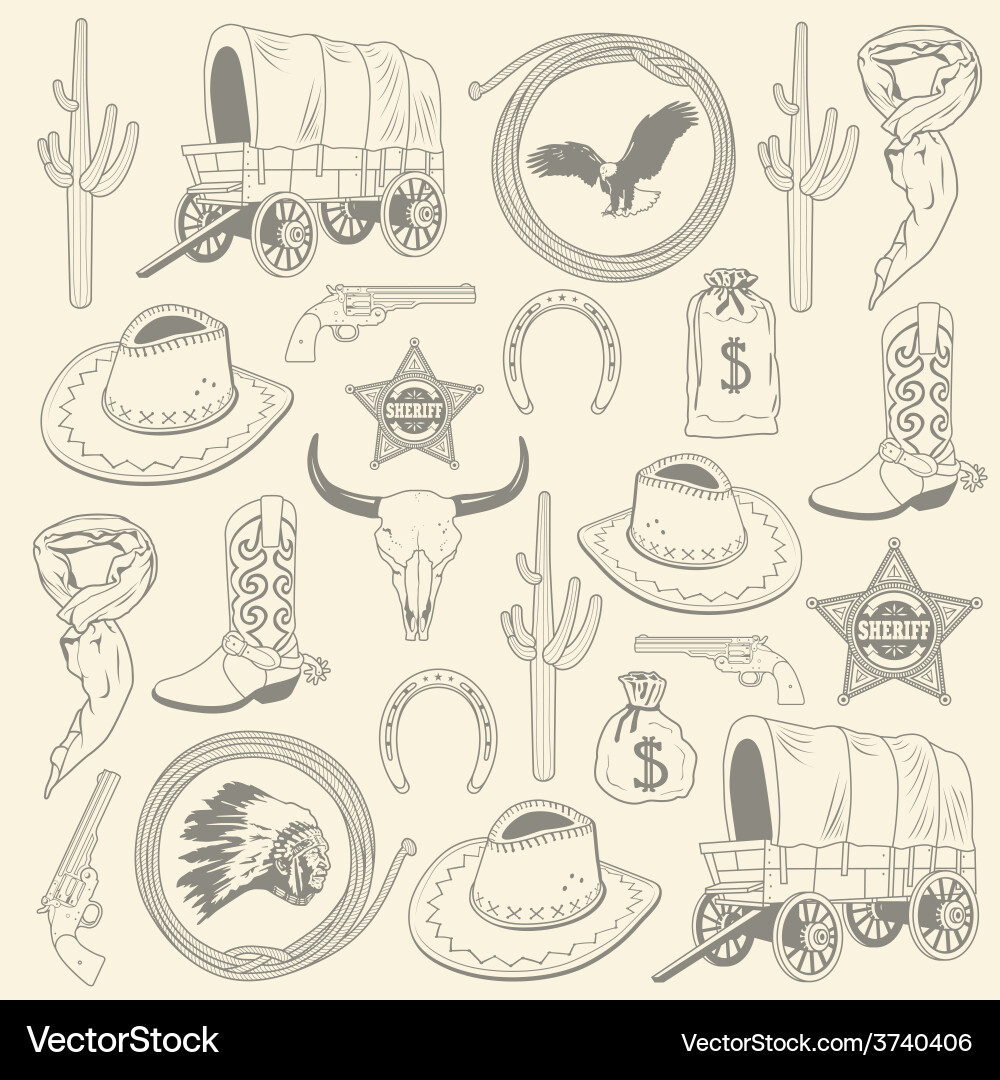 Cowboy seamless pattern Royalty Free Vector Image