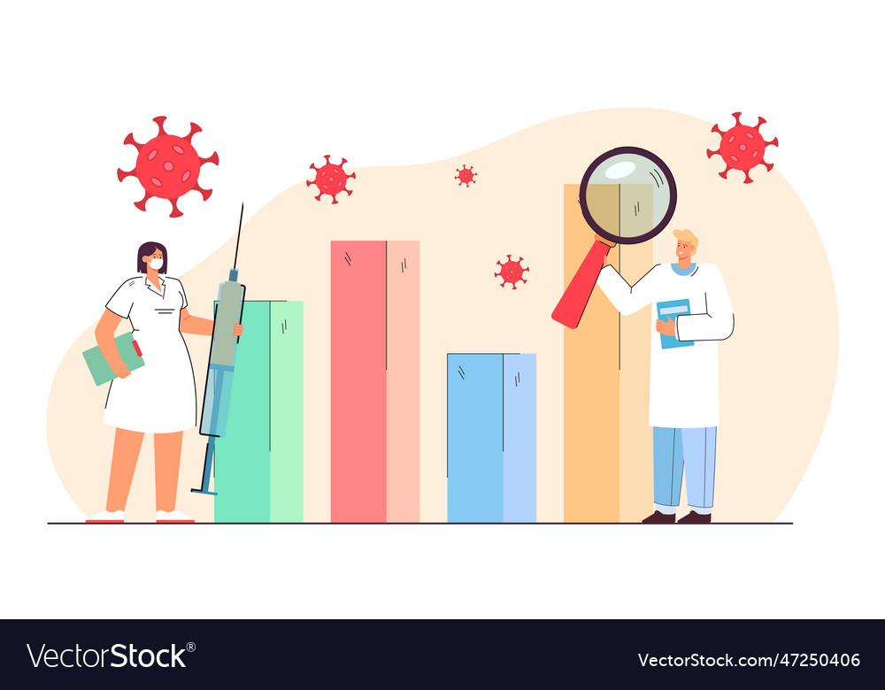 Doctors studying statistics of coronavirus Vector Image