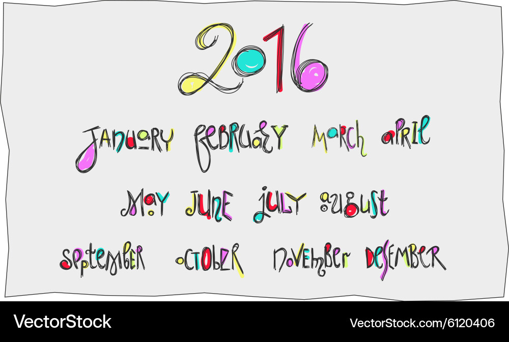 Handwritten months calligraphy Royalty Free Vector Image