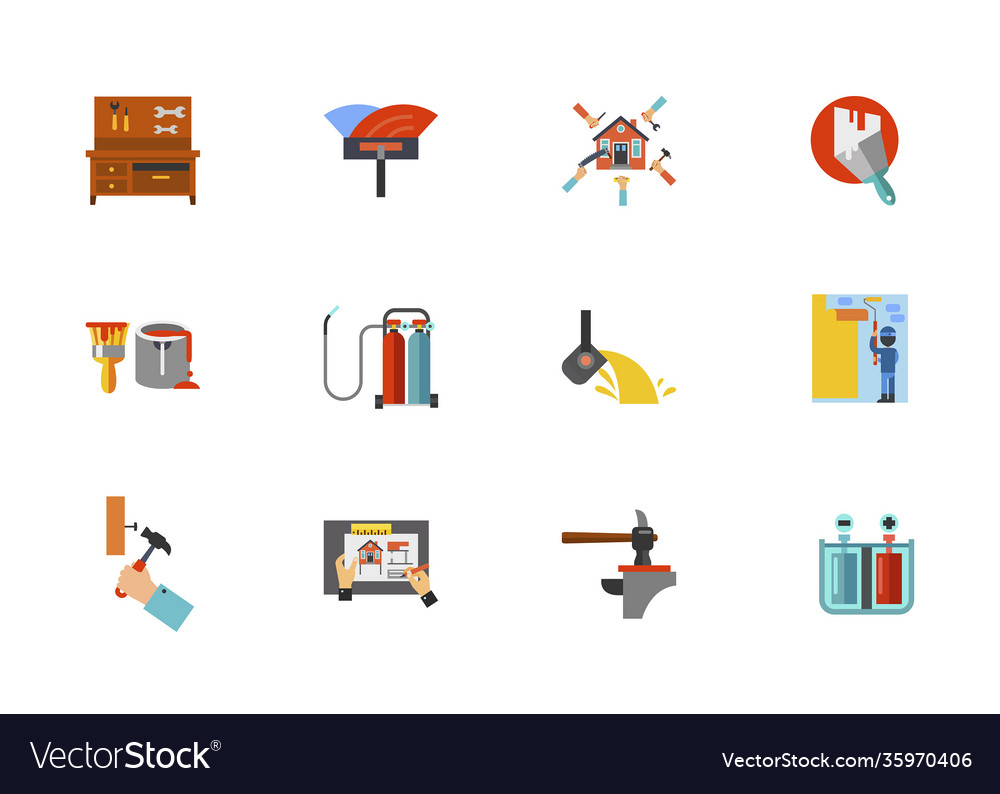 Home renovation icon set Royalty Free Vector Image