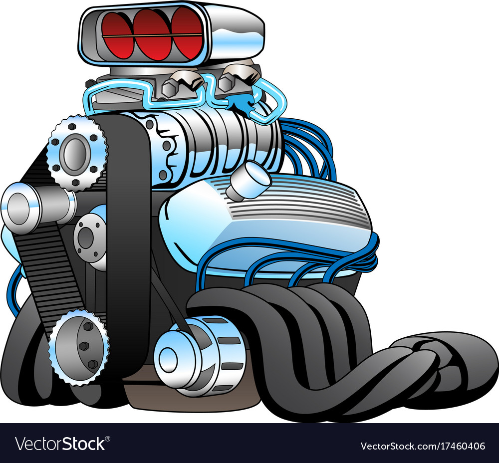 Hot Rod Race Car Engine Cartoon Royalty Free Vector Image