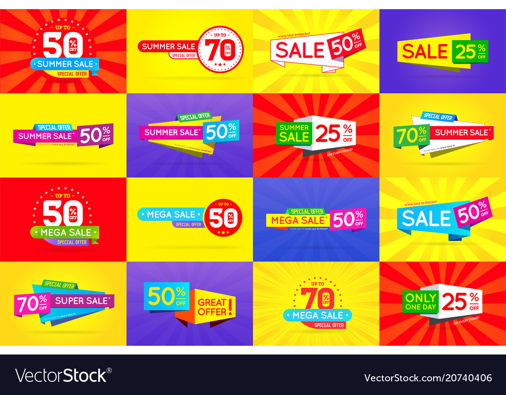 Set Of Sale Signs Banners Posters Cards Royalty Free Vector