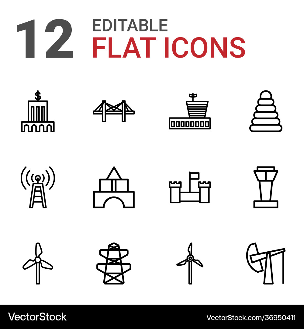 12 tower icons Royalty Free Vector Image - VectorStock
