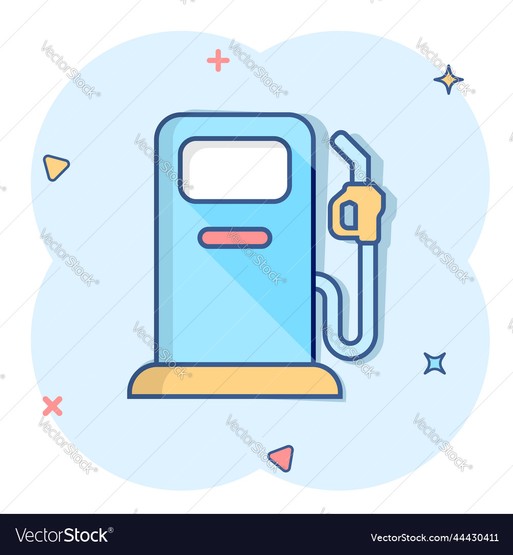 Fuel pump icon in comic style gas station cartoon Vector Image Fuel pump icon in comic style gas station cartoon Vector Image
