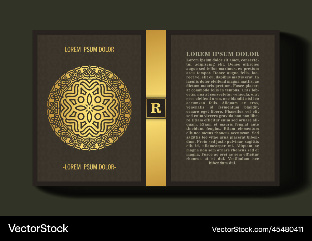 Luxury ornamental book cover design Royalty Free Vector